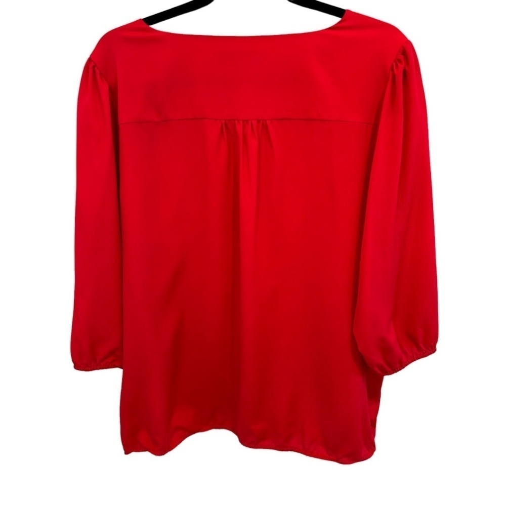 Ann Taylor Loft Plus Size Red Long Sleeve Ruffle V-Neck Blouse Size XXL - Picture 2 of 3
